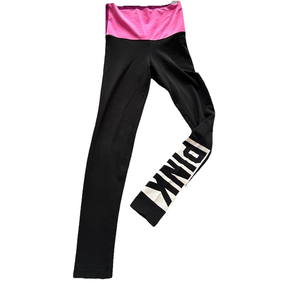 VTG Y2K PINK‎ Victoria's Secret Yoga Pants XS Fold Over Waist Black Pink Purple